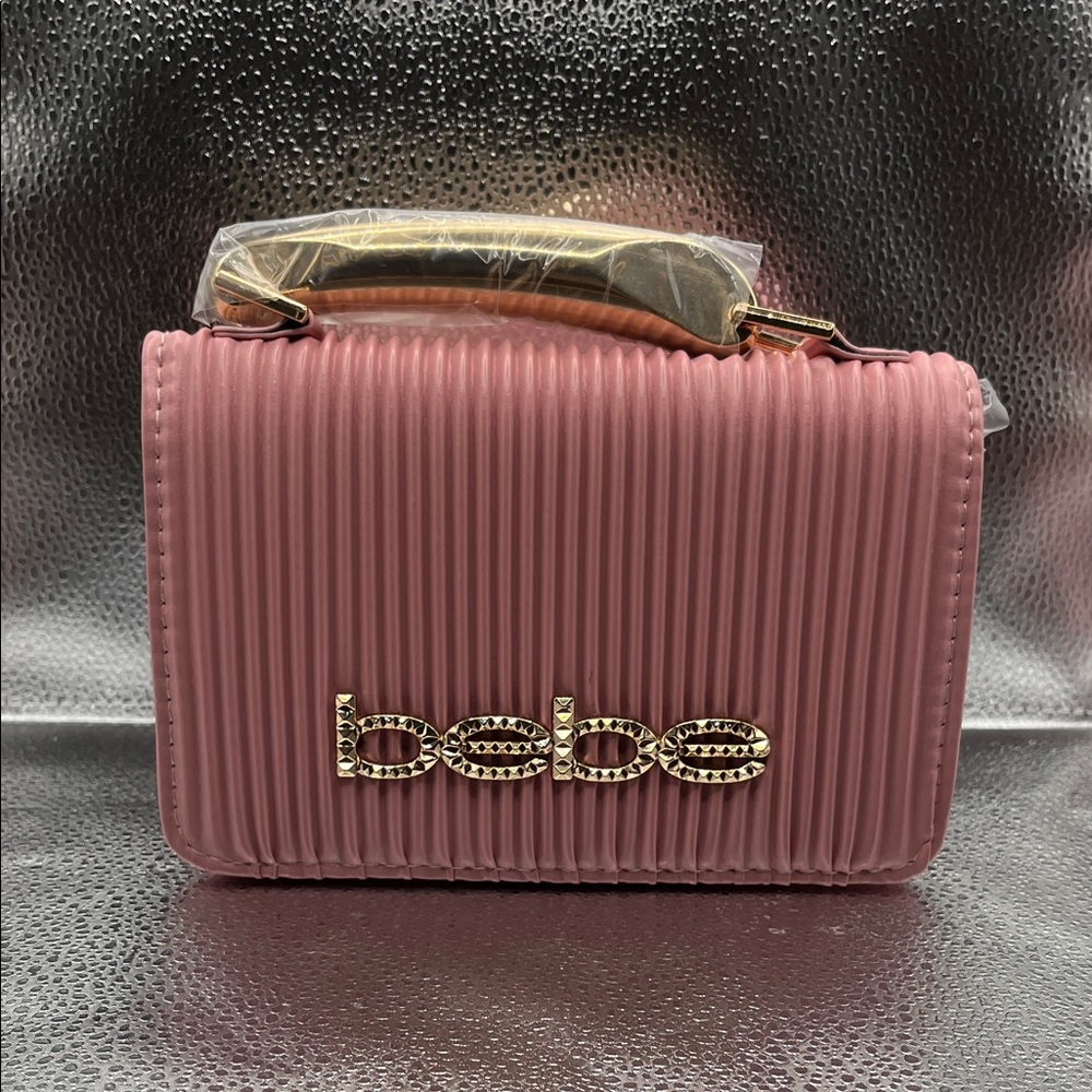 Bebe Mauve Clutch with Gold Accents
